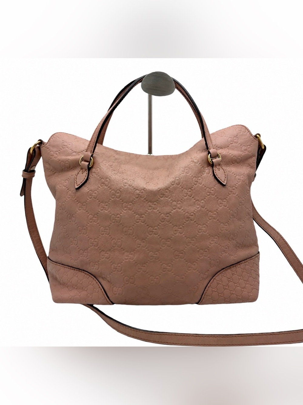 GUCCI Guccissima Bree Medium Foldover Tote Pink Leather 2-Way Crossbody Bag - Picture 2 of 15